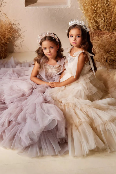 Pentelei Couture 3621 | Girls Ruffled Tulle Pageant Gown
