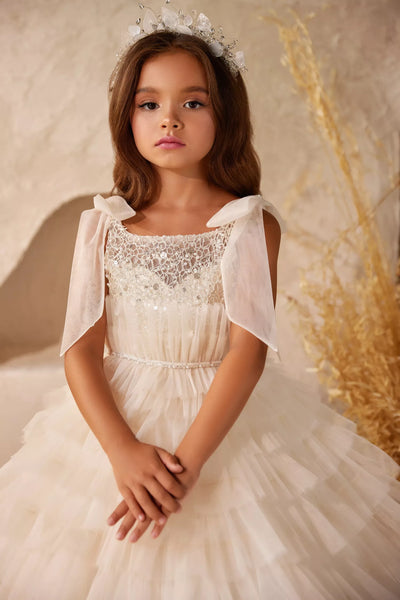 Pentelei Couture 3621 | Girls Ruffled Tulle Pageant Gown