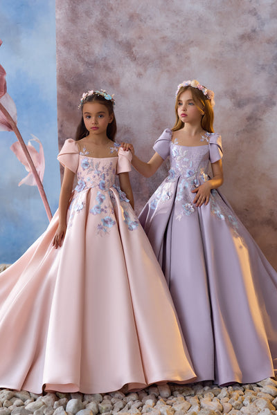 Elegant Flower Girl Satin Gown for Special Occasions | Pentelei Couture 3705