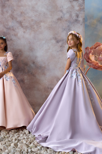 Elegant Flower Girl Satin Gown for Special Occasions | Pentelei Couture 3705