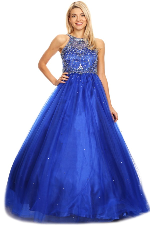 Floor Length Couture Girls Pageant Dress With Halter Neckline