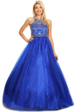 Floor Length Couture Girls Pageant Dress With Halter Neckline