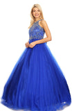 Floor Length Couture Girls Pageant Dress With Halter Neckline