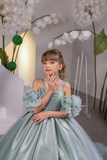 Mint Green Girls Pageant Gown | Fashion Couture Floral Ballgown