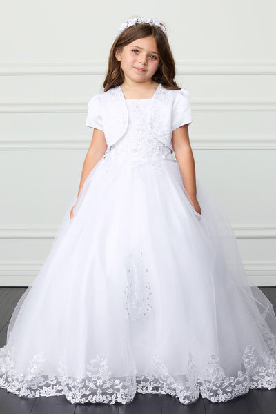 Cora Communion Dress - Lace Bodice Gown with Bolero Jacket