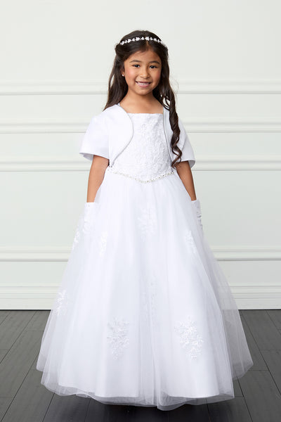 White Girls Communion Dress Maria Embroidery & Bolero