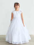 Girls Communion Dress with Virgin Mary | White Floor Length Gown