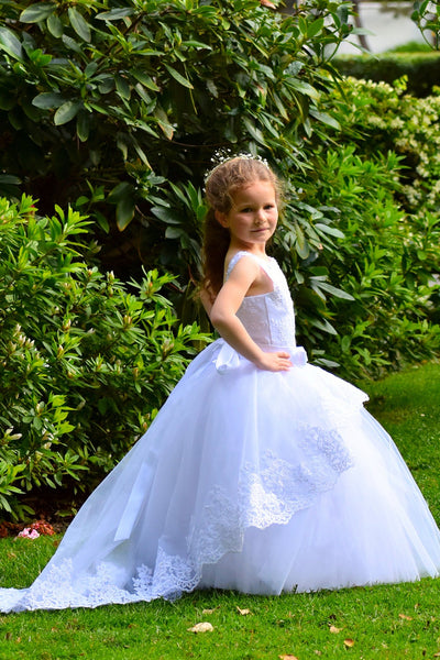 1st Communion Girls Birthday Flower Girl Lace And Tulle Toddler Dress