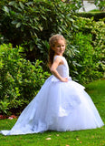 1st Communion Girls Birthday Flower Girl Lace And Tulle Toddler Dress