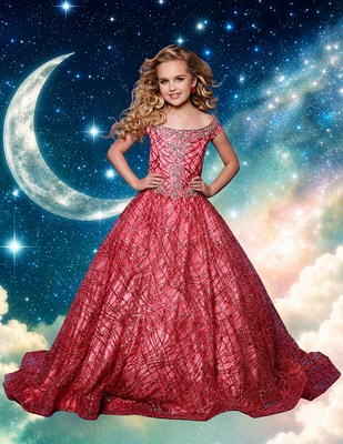 Girls Pageant Ball Gown | Full Length Glitter Dress