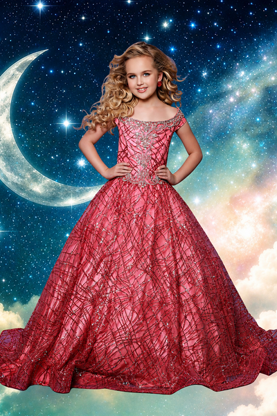 Girls Pageant Ball Gown | Full Length Glitter Dress