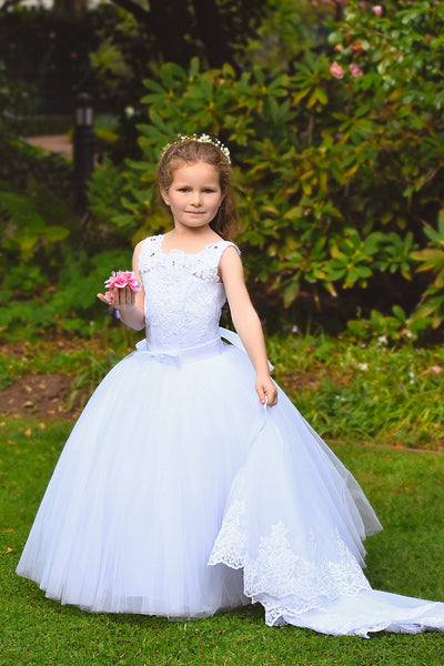1st Communion Girls Birthday Flower Girl Lace And Tulle Toddler Dress