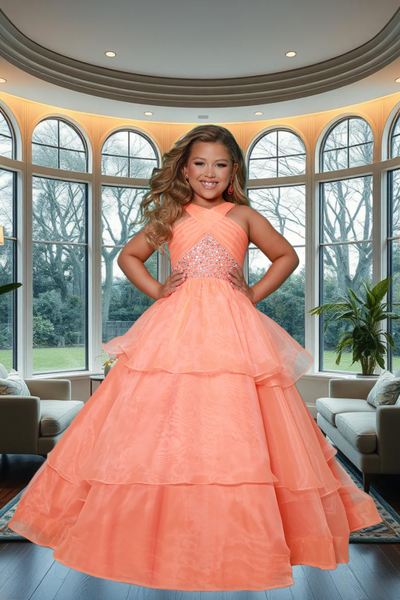 2Cute Kate Parker Girls Pageant Dress | Orange & Turquoise Gown