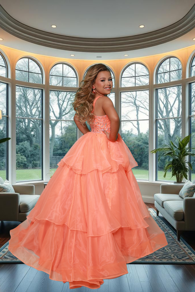 2Cute Kate Parker Girls Pageant Dress | Orange & Turquoise Gown