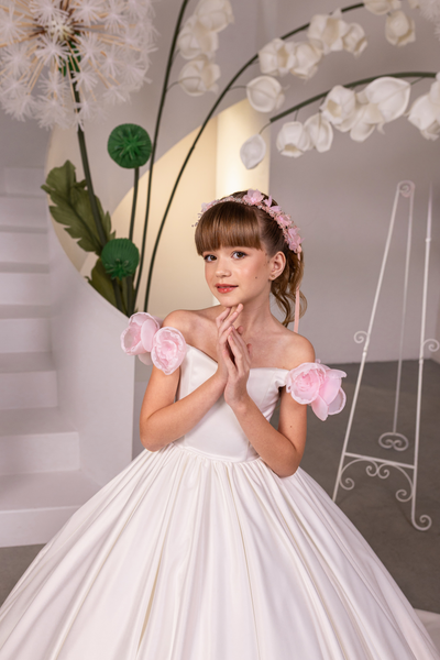 White Couture Girls Pageant Ball Gown | Luxury Fashion Couture Dress