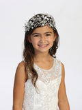 Floral Crystal Beaded Headpiece With Lovely Satin Ribbon Tie