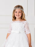 Girls Dazzling Floral Headpiece With Satin Ribbon Tie