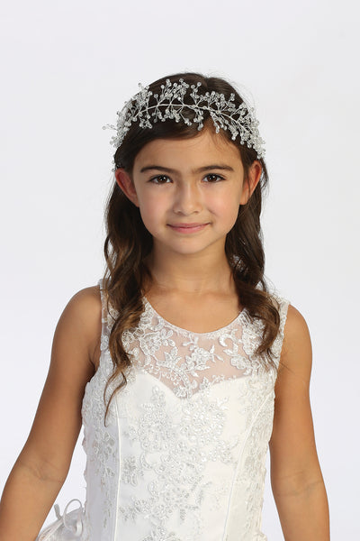 Beautiful Beaded Floral Headpiece With Satin Ribbon