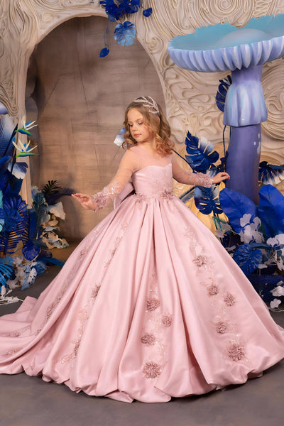 Marcella Rose – Pink Couture Flower Girl & Special Occasion Gown