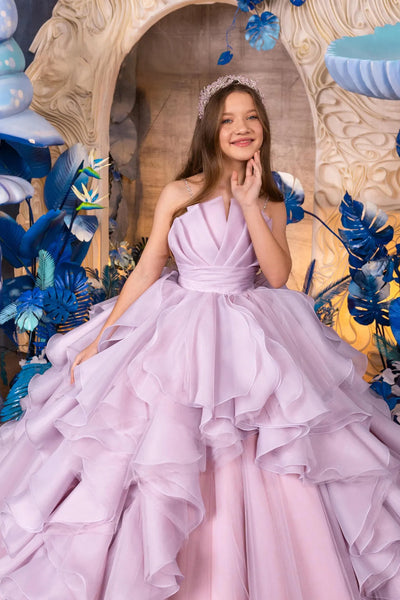 Maristella Ruffle Lilac Couture Gown – Girls’ Special Occasion Dress