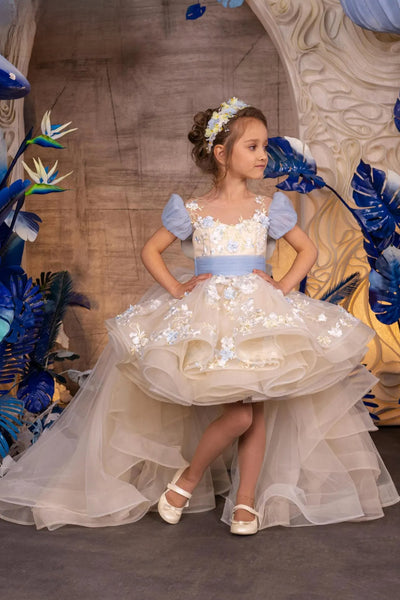Lucina Butterfly Gown – Couture High Low Pageant Dress for Girls