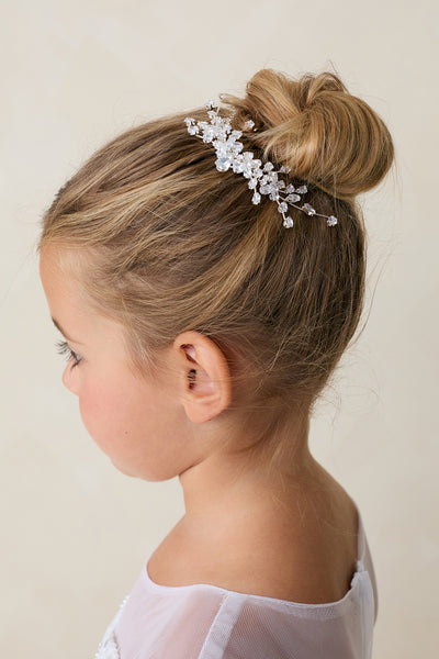 Girls Rhinestone Hair Comb Crystal Floral