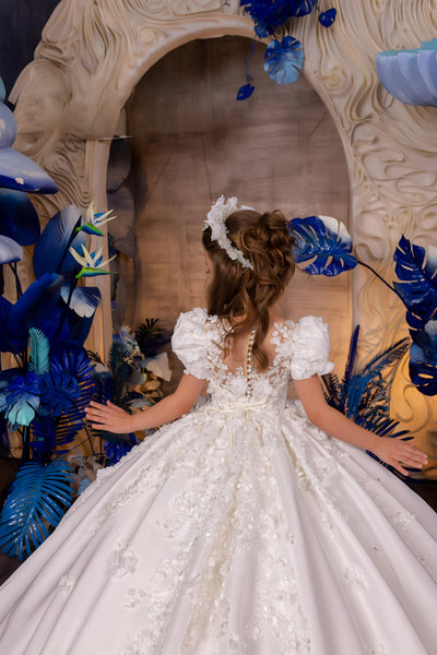 Serenalia Couture White Gown – Communion, Pageant & Father-Daughter Dance