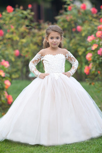 Couture Girls Pageant Flower Girl Communion Baptism Dress With Train
