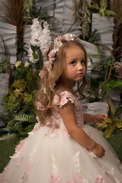 Rosavelle Blossom Gown – Couture Baby Girl Dress with 3D Florals
