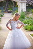 Girls Couture Hand Made Off The Shoulder Communion Flower Girl Dress