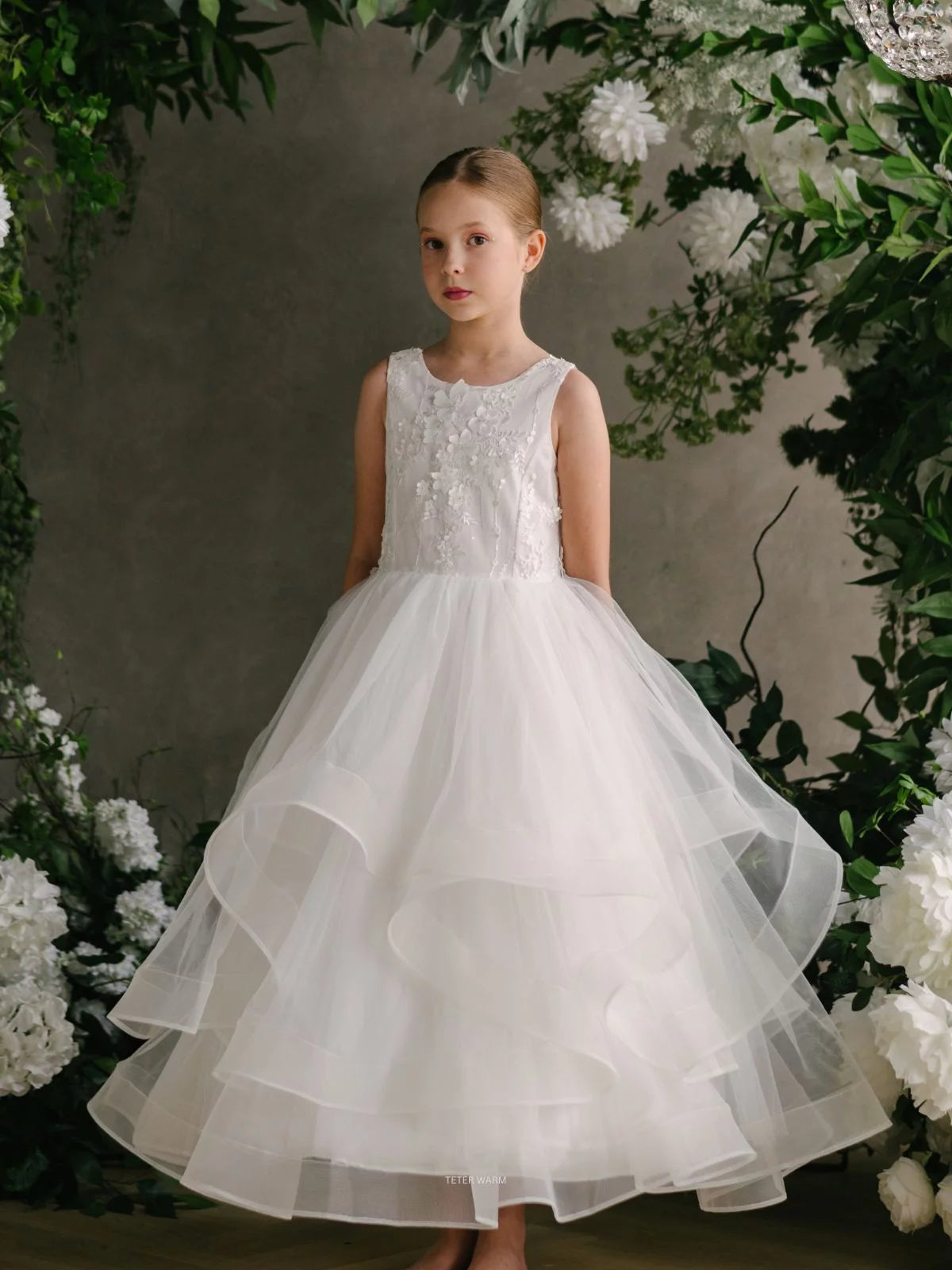 Teter Warm  Couture Lace Tulle Girls Communion Wedding Flower Girl Dress