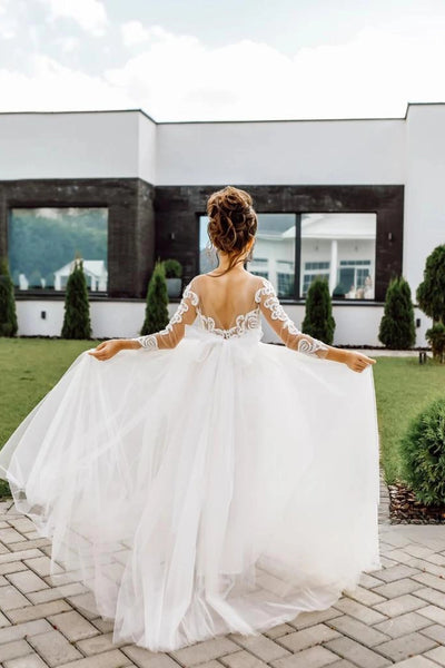 Elegant Girls Lace Communion Dress Tulle Pageant Style