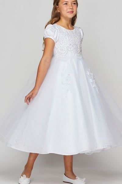 Girls Luxury Couture First Communion Dress With Beaded Bodice