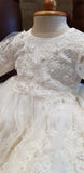 Handmade Baptism Gown Christening Beaded Lace Gown Baby Baptism Dress