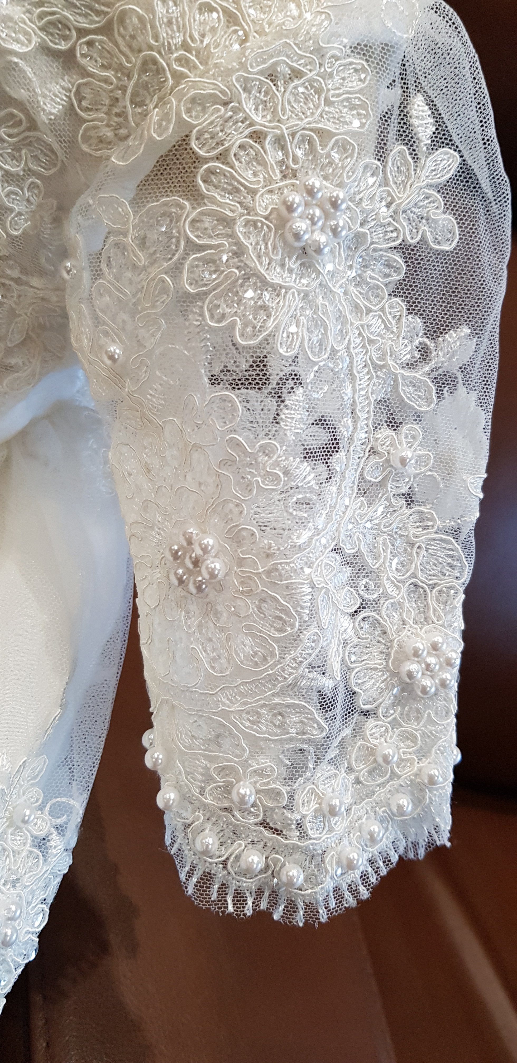 Handmade Baptism Gown Christening Beaded Lace Gown Baby Baptism Dress