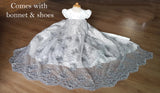 Breathtaking Satin Lace Beaded Couture Baby Baptismal Gown 