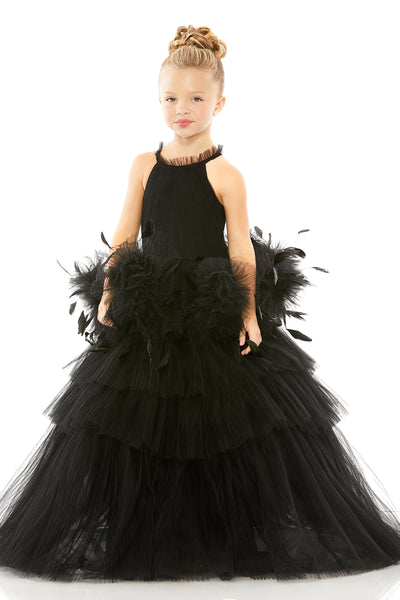 MAC DUGGAL Girls Luxury Pageant Special Occasion Tulle Floor Length Dress