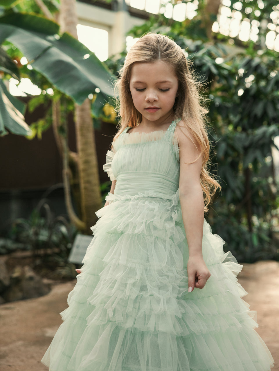 MAC DUGGAL Luxury Special Occasion Pageant Party Girls Tulle Ruffle Dress