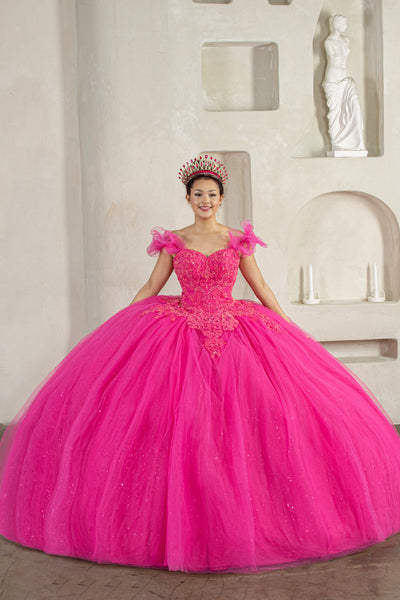 Zafira Rose Quinceañera Gown – Sparkle Tulle with Cape Train