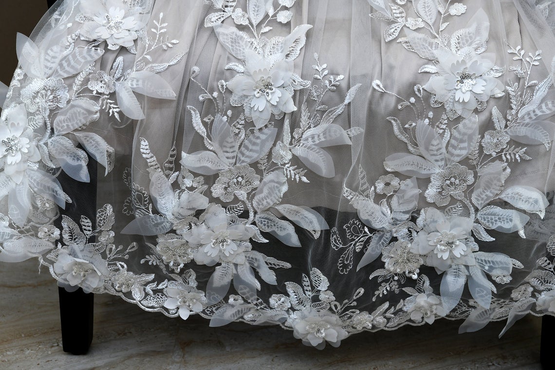 All Over Lace Baptism Gown Couture Christening Dress With 3D Lace Button Back