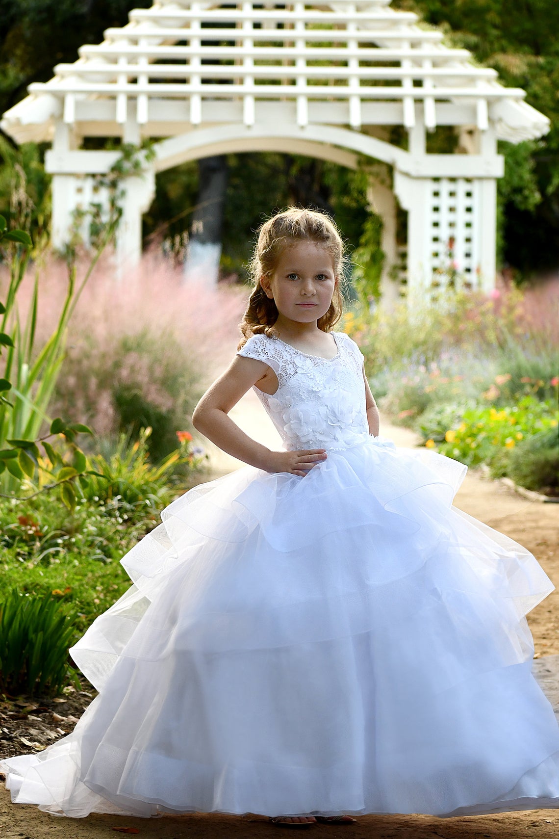 Girls Ivory Birthday Wedding Party Pageant Flower Girl Communion Lace Dress