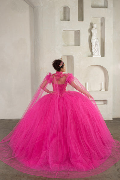 Zafira Rose Quinceañera Gown – Sparkle Tulle with Cape Train