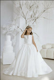 Ivory Satin Communion Dress for Girls Elegant Pageant