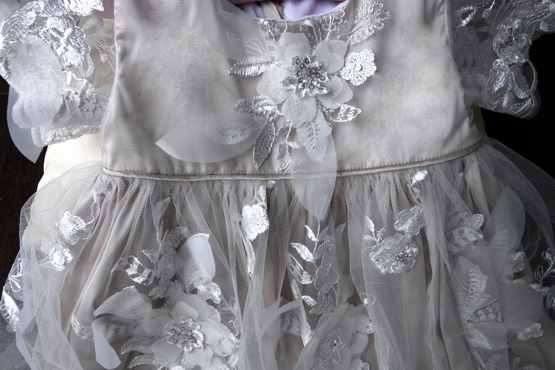All Over Lace Baptism Gown Couture Christening Dress With 3D Lace Button Back