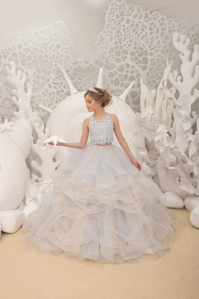 Tulle Flower Girl Dress Birthday Party Girl Special Occasion Gown 3D Flowers