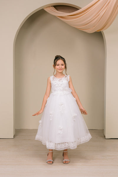 Clara Rose White Communion Dress for Girls
