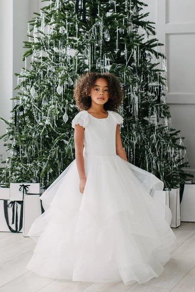 Teter Warm Couture Girls exquisite Lace Tulle Floor Length Dress