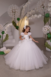 Ivory & Green Floral Fashion Couture Girls Ball Gown