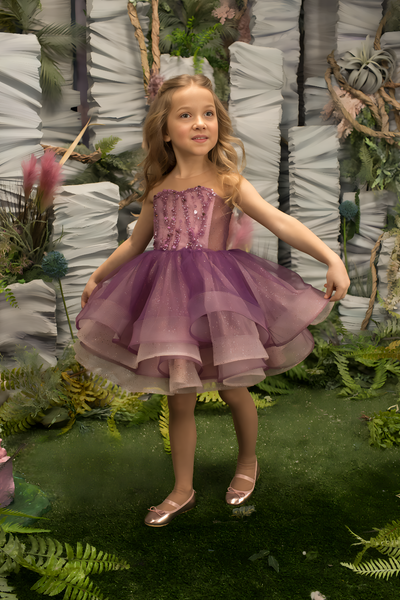 Amethyst Heart Couture Dress – Enchanting Short Pageant & Party Gown