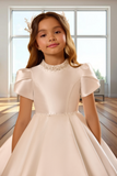 Ivory Girls Satin Dress | Juliette Grace Gown – Pentelei Couture